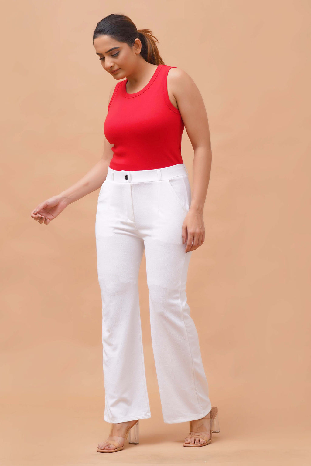 Harrozz Stretchable Valentino Pants White