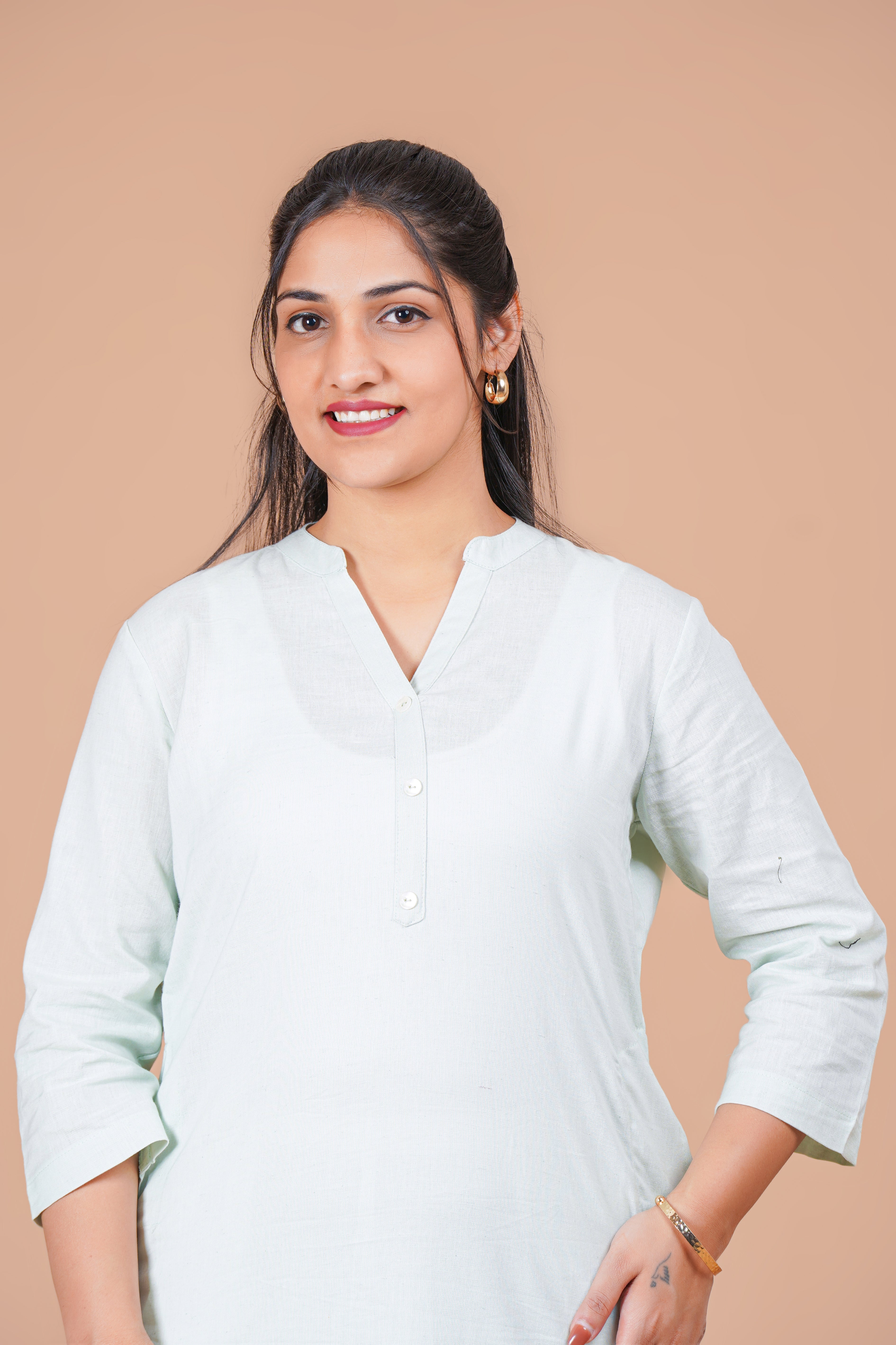 Mint Green Linen EasyFlow Linen Cotton Long Kurta