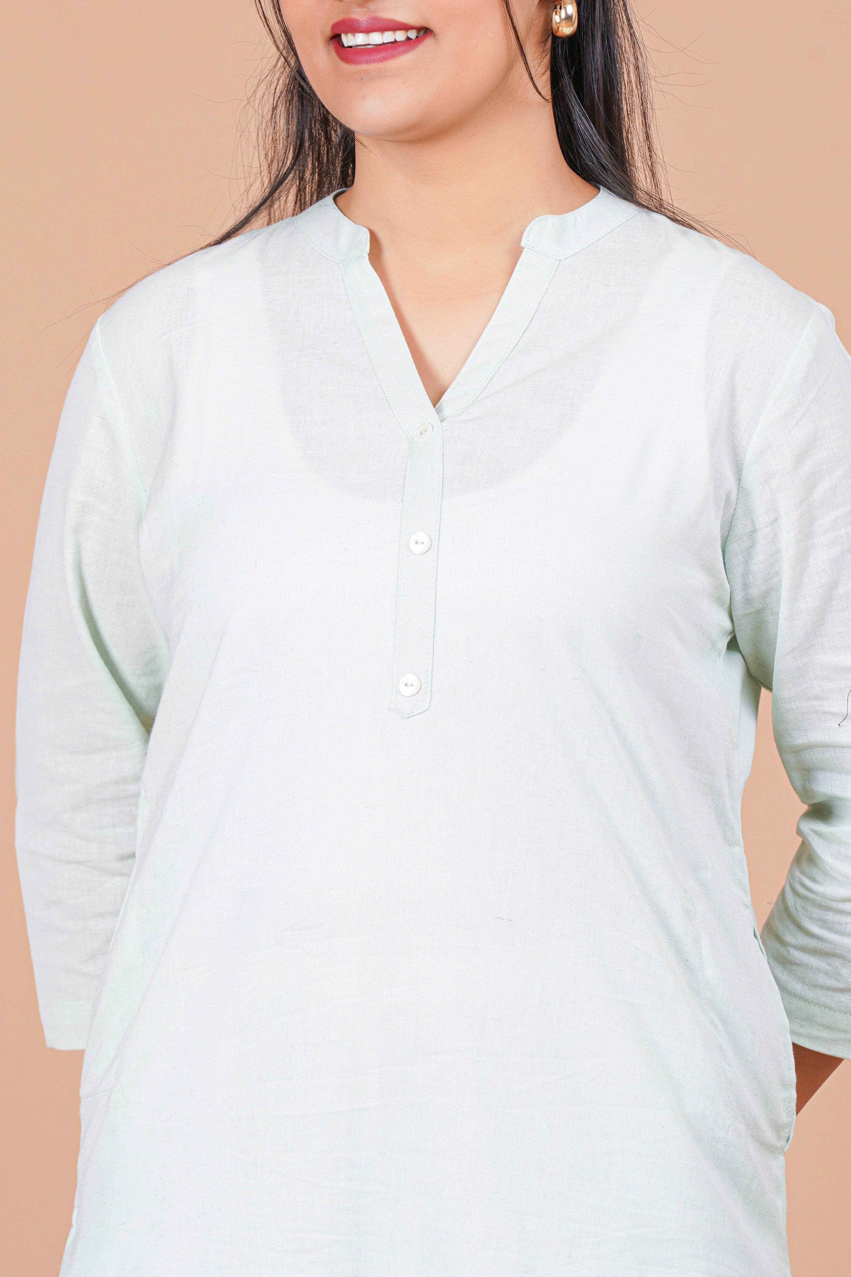 Mint Green Linen EasyFlow Linen Cotton Long Kurta