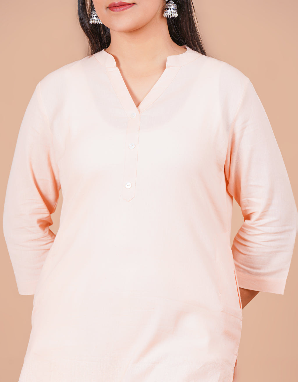 Salmon Pink EasyFlow Linen Cotton Long Kurta